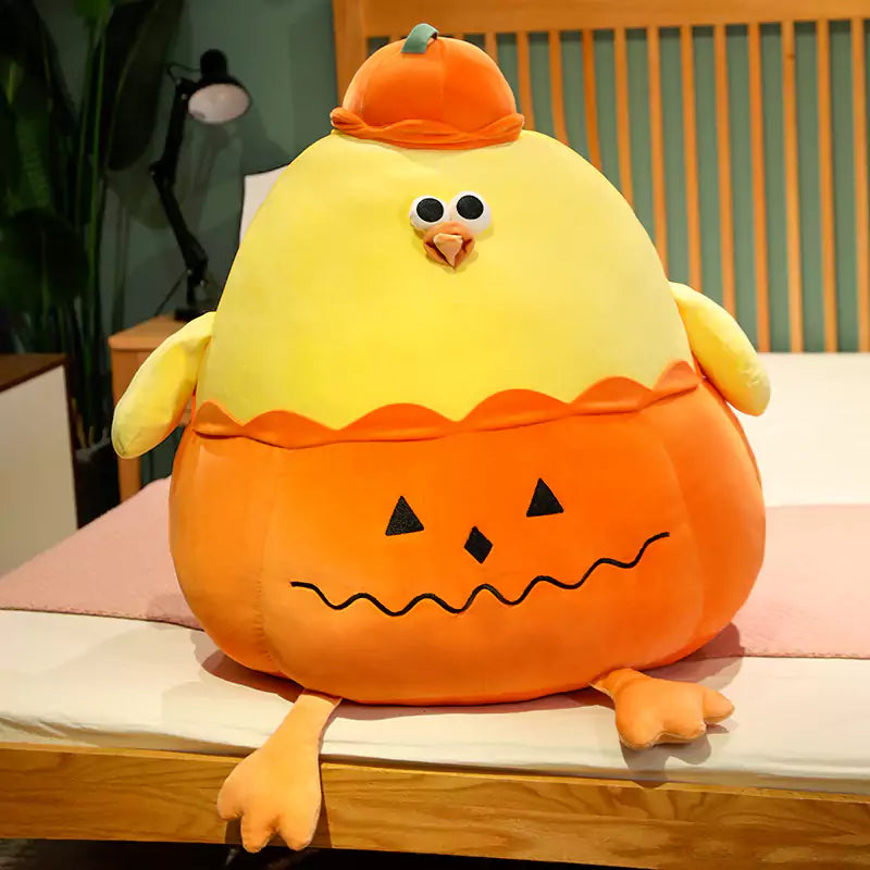 Chicken Stuffed Animal Funny Pumpkin Shape Halloween Gift for Friends Dookilive