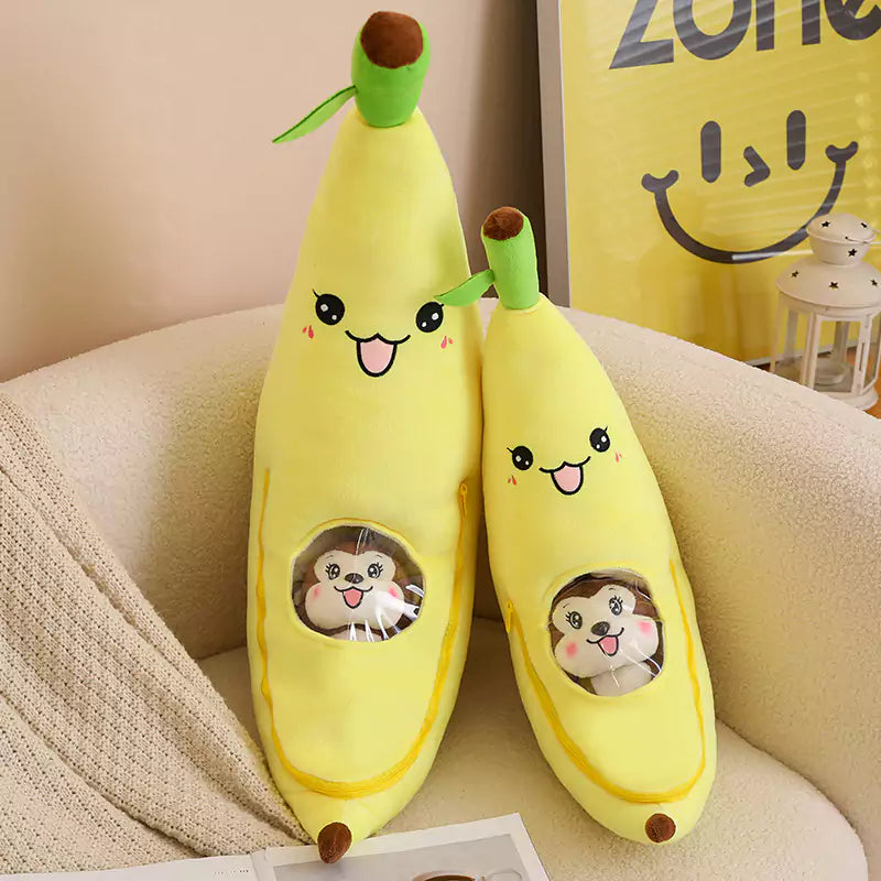 Affen-Plüschtiere, versteckt in Bananen, kreatives Geburtstagsgeschenk für Kinder