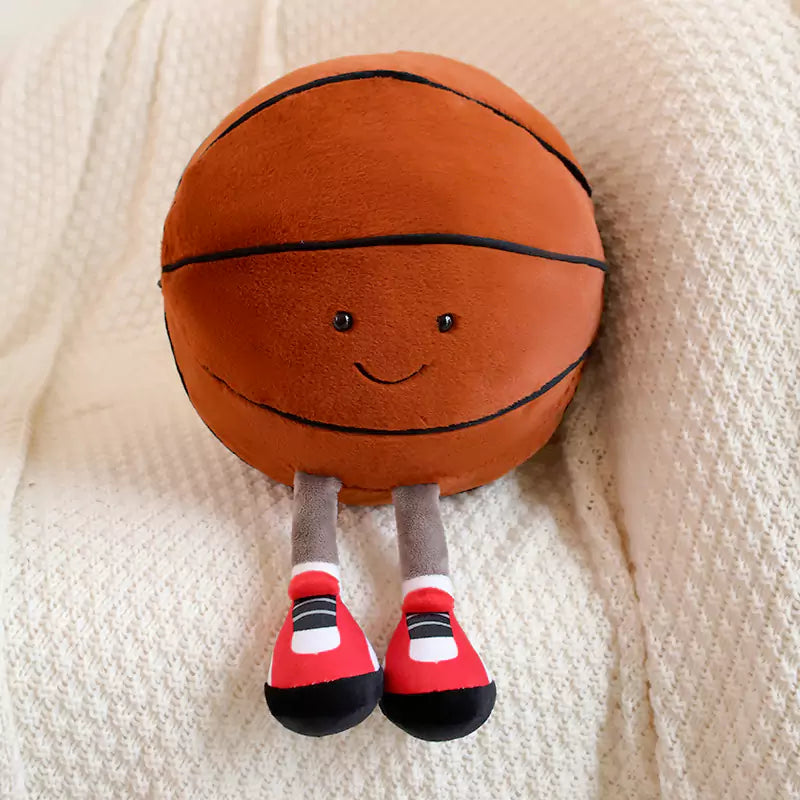 Plush Stuffed Toy Basketball and Football Simulation Cute Expression Birthday Gift for Boys Dookilive