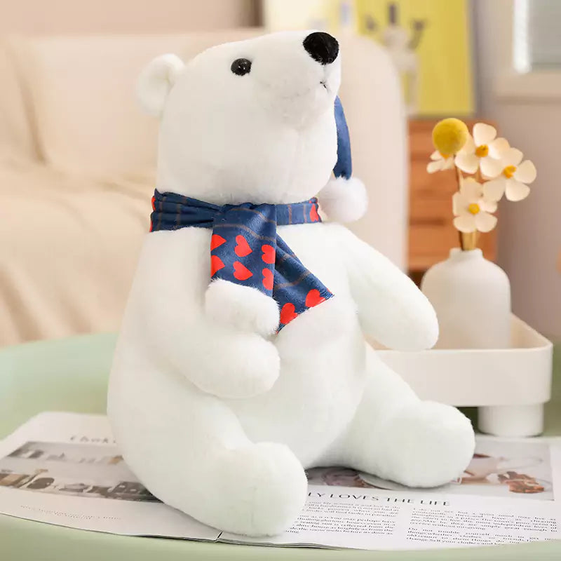 シロクマのぬいぐるみ かわいいクリスマス スカーフ 男の子へのホリデーギフト Dookilive