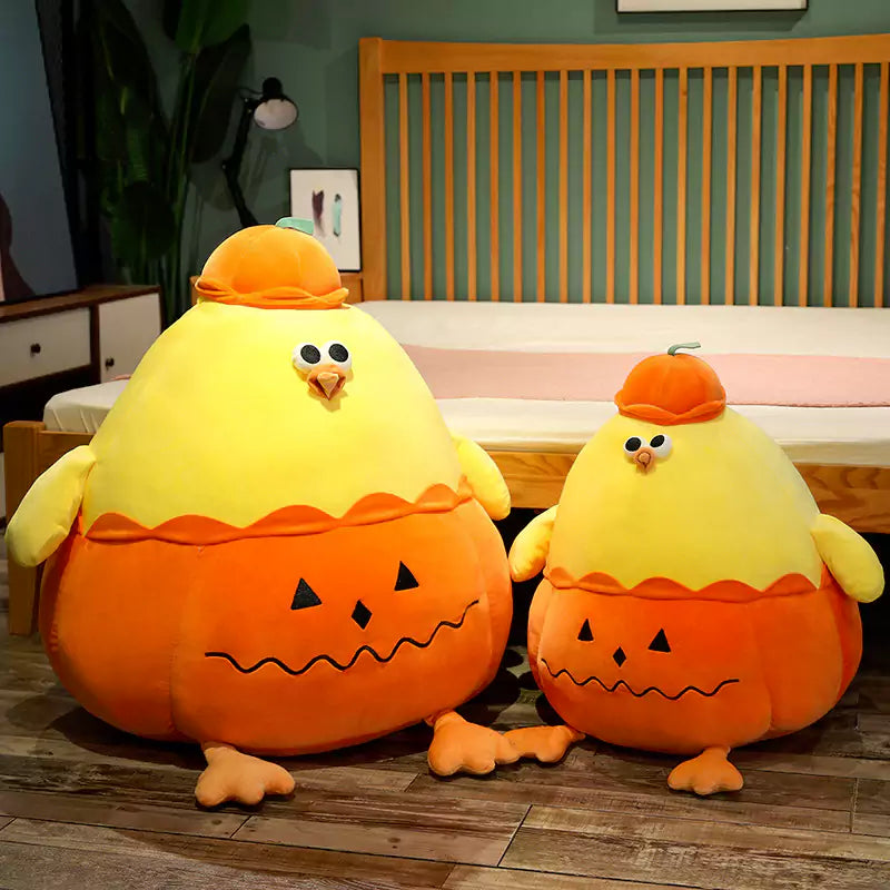 Chicken Stuffed Animal Funny Pumpkin Shape Halloween Gift for Friends Dookilive