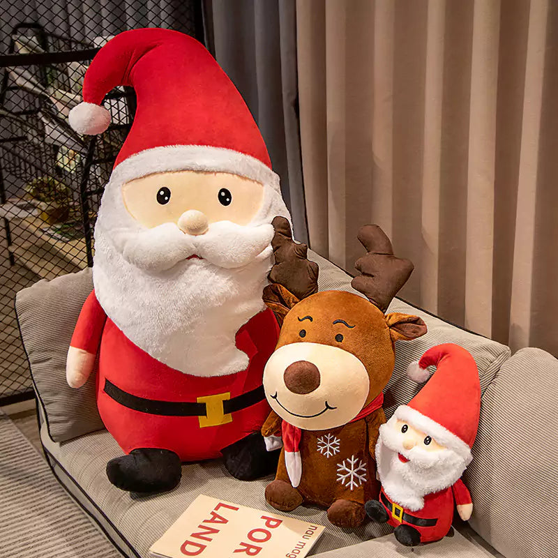 Papá Noel y árbol de Navidad, juguetes de peluche, regalos de Navidad