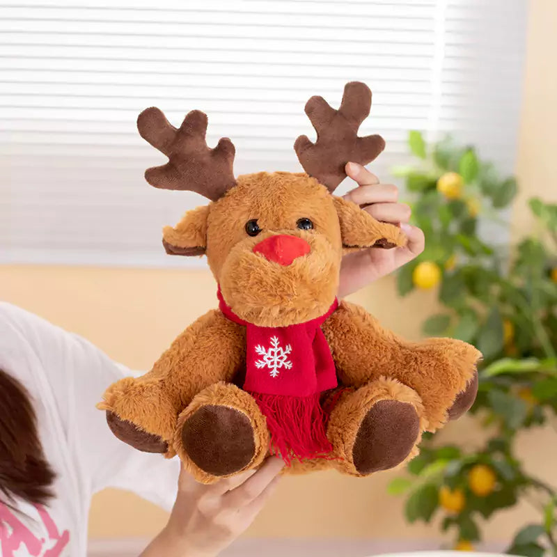 Plush Stuffed Animals Christmas Deer Wearing Scarves as Holiday Gifts for Kids