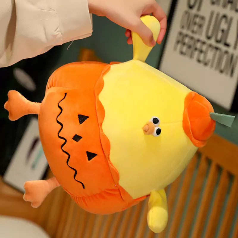 Chicken Stuffed Animal Funny Pumpkin Shape Halloween Gift for Friends Dookilive