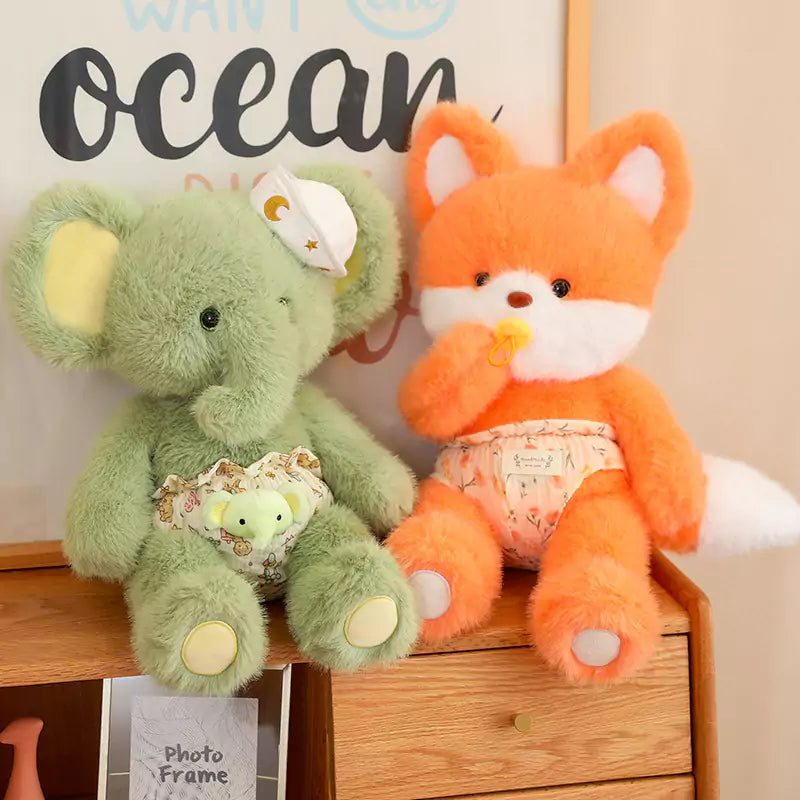 Cute Elephant and Fox Plush Toy Birthday Gift for Children