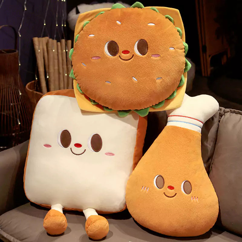 Hamburg Chicken Leg Home Throw Pillow Creative Food Design Sofa Cushion Gift for Kids Dookilive