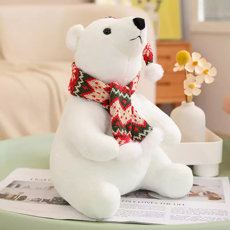 シロクマのぬいぐるみ かわいいクリスマス スカーフ 男の子へのホリデーギフト Dookilive