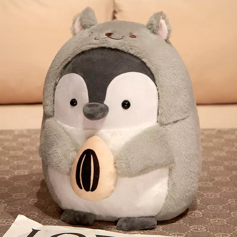 帽子をかぶったかわいいペンギンのぬいぐるみ メロンの種を持った子供たちへのクリスマスプレゼント Dookilive