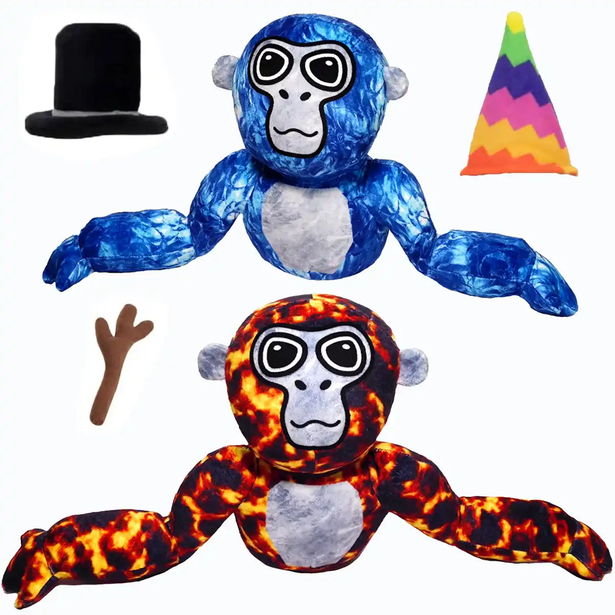Ice and lava gorilla tag plushies with hat