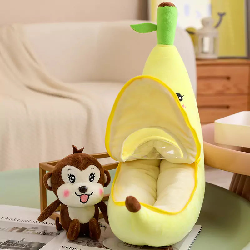 Affen-Plüschtiere, versteckt in Bananen, kreatives Geburtstagsgeschenk für Kinder