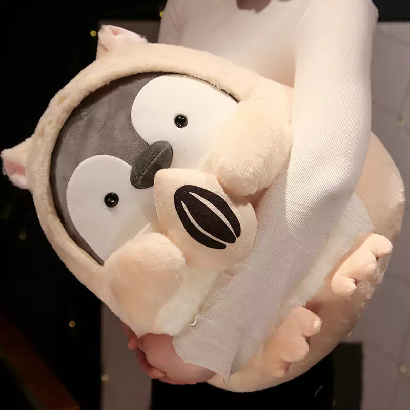 帽子をかぶったかわいいペンギンのぬいぐるみ メロンの種を持った子供たちへのクリスマスプレゼント Dookilive