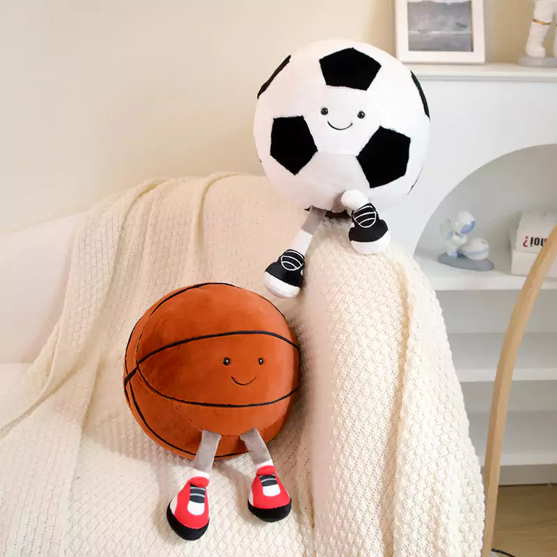 Plush Stuffed Toy Basketball and Football Simulation Cute Expression Birthday Gift for Boys Dookilive