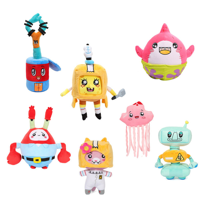 Lankybox Ocean Series Spongebob Schwammkopf Plüschtier Geburtstagsgeschenk für Kinder