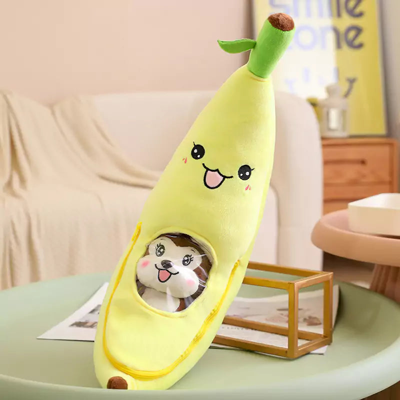 Affen-Plüschtiere, versteckt in Bananen, kreatives Geburtstagsgeschenk für Kinder