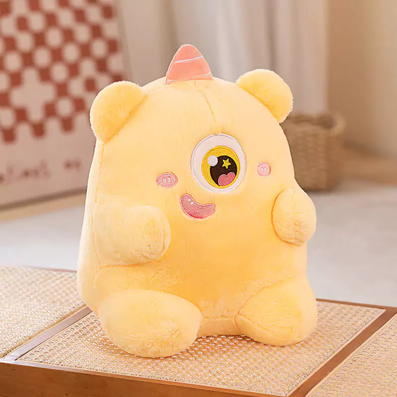 Little Monster Plush Stuffed Animal Fat Pink Comfortable Cute Expression Christmas Gift for Girls Dookilive