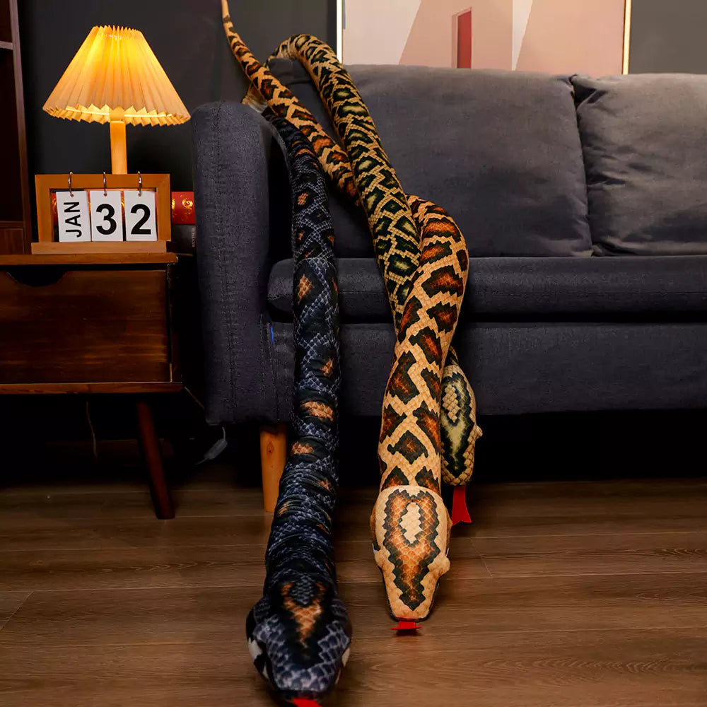 anaconda stuffed animals on the floor