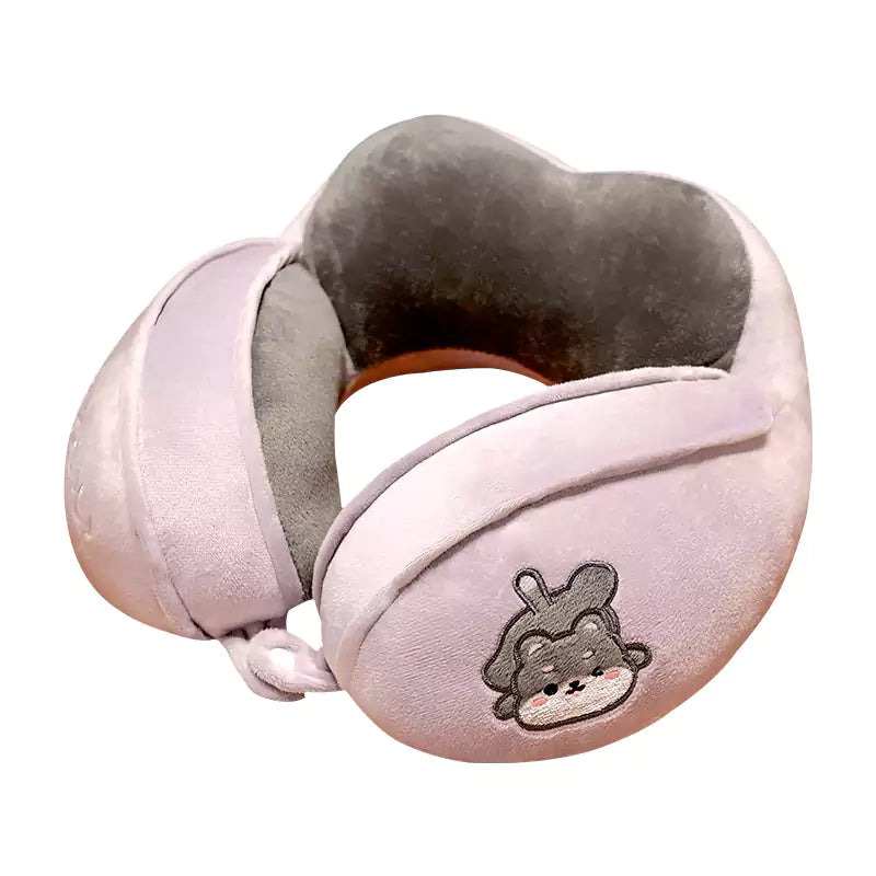 gray husky pattern headrest u shaped