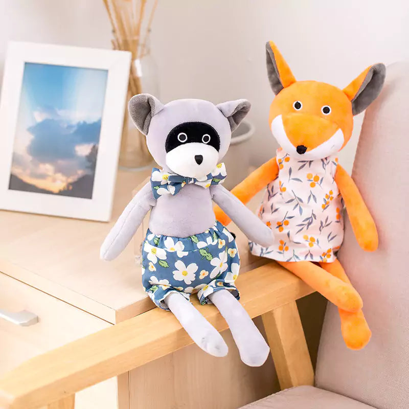 Dookilive Small Forest Animals Frog Fox and Raccoon Sleep Quietly Plush Doll