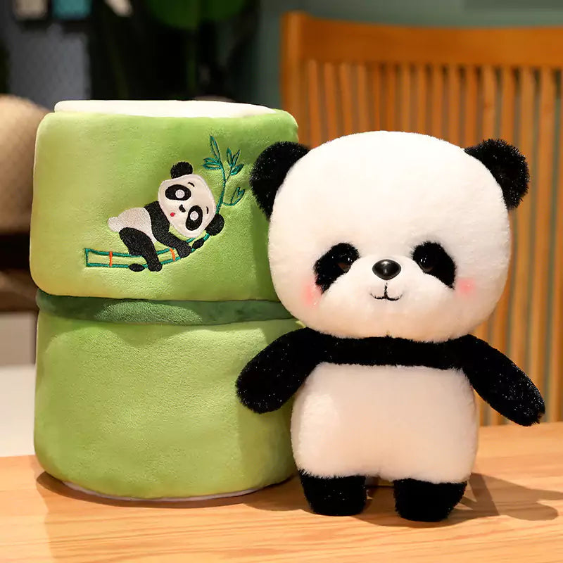 Dookilive Süße Panda-Stofftierpuppe, passende Bambustasche, Geschenk für Kinder