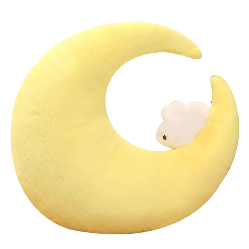 soft moon haped throw pillow