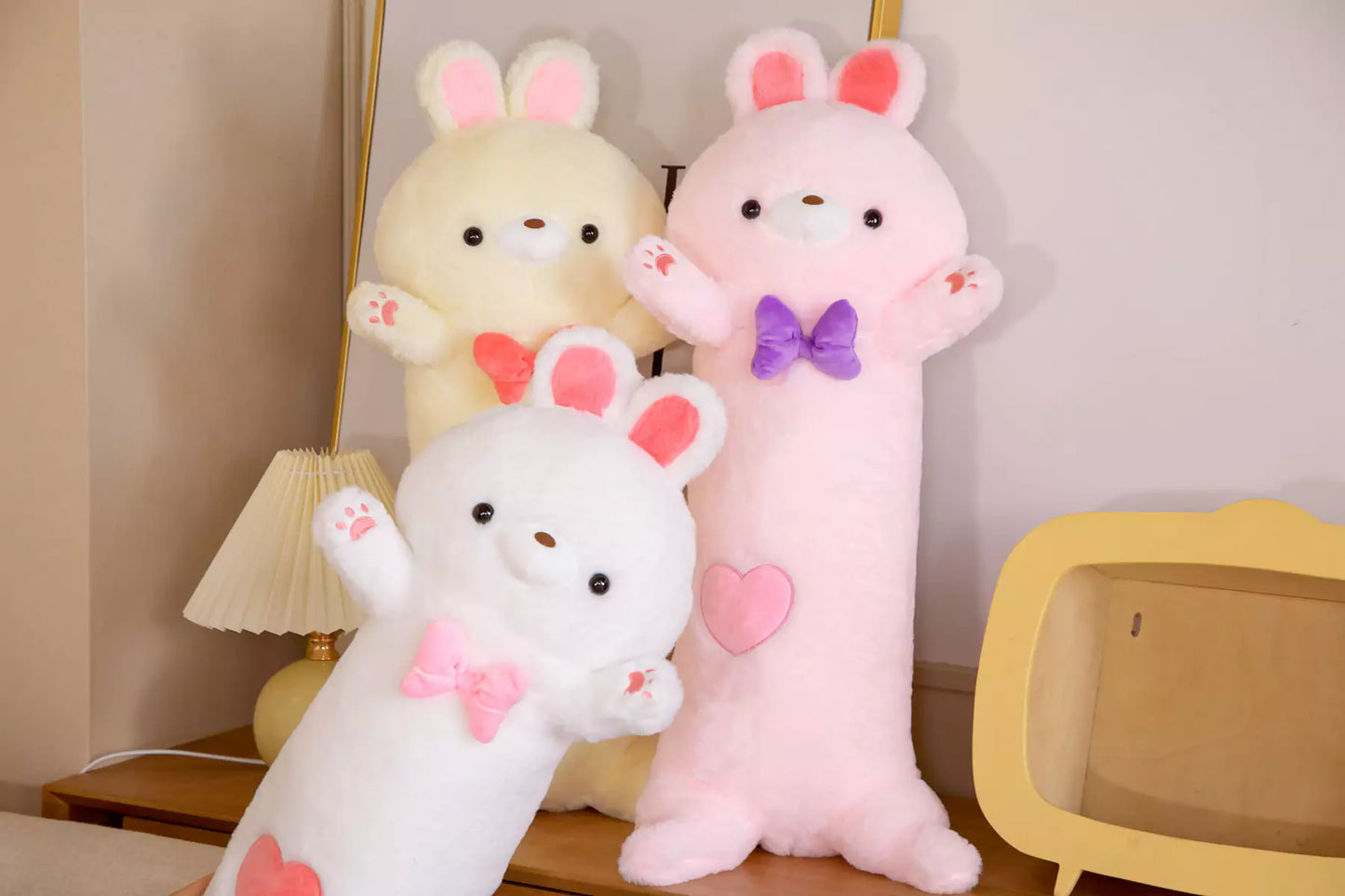 Three color rabbit long pillow
