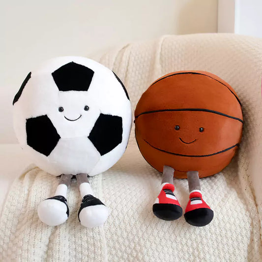 Plush Stuffed Toy Basketball and Football Simulation Cute Expression Birthday Gift for Boys Dookilive