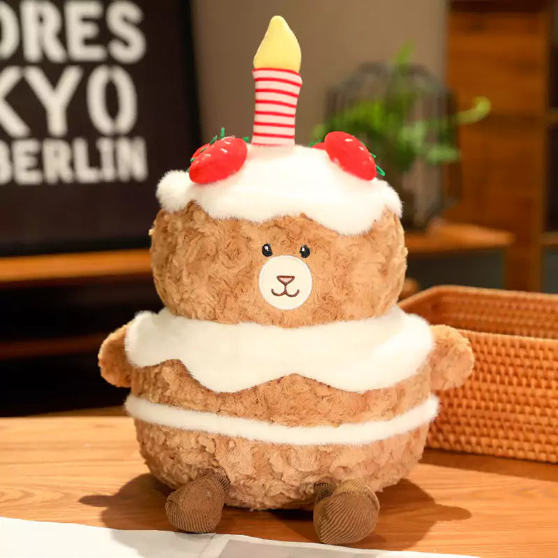 Oso de peluche con forma de pastel, regalo de cumpleaños para amigos
