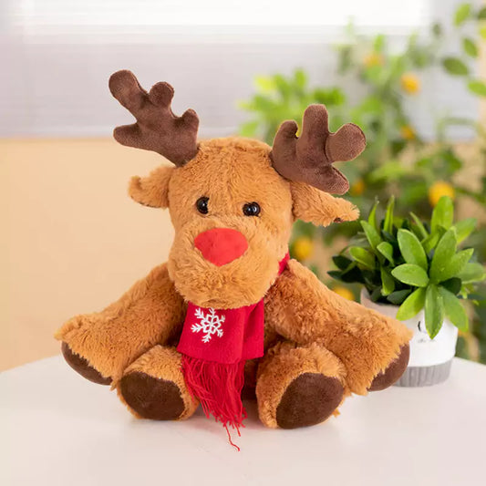 Plush Stuffed Animals Christmas Deer Wearing Scarves as Holiday Gifts for Kids