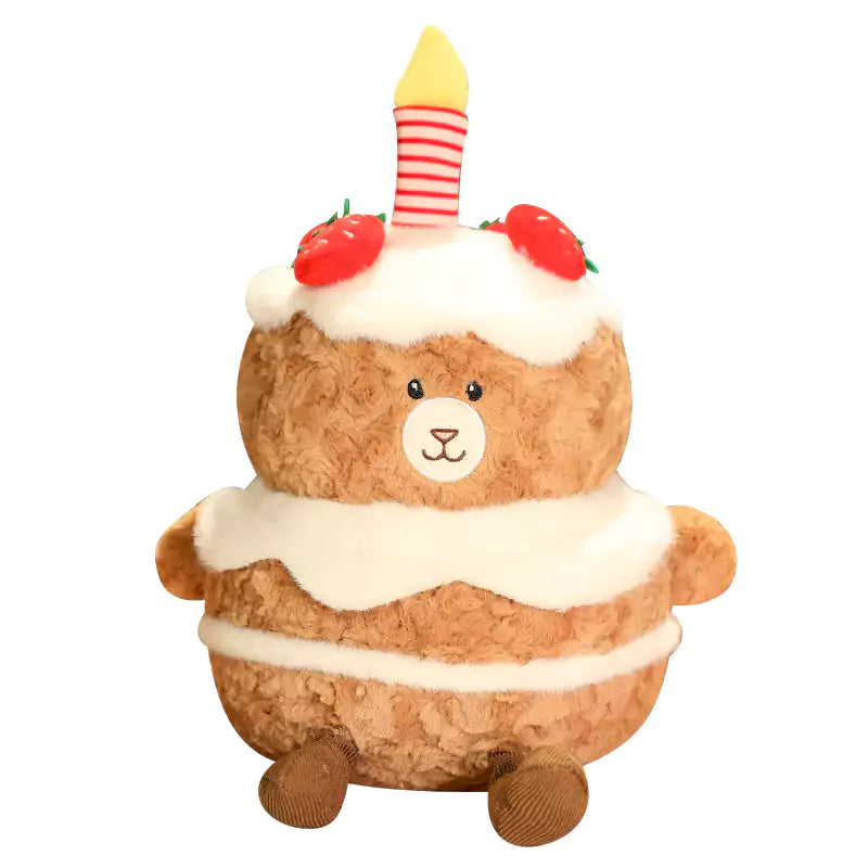 Oso de peluche con forma de pastel, regalo de cumpleaños para amigos