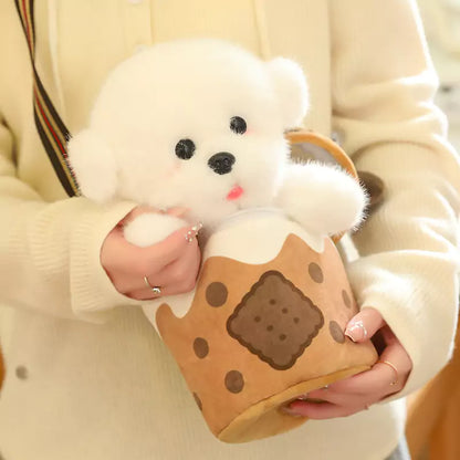 Dog Plush Toy Hidden in Tea Cup Bag
