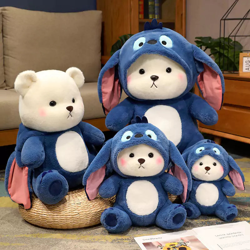 Little Bear Plush stuffed Animals Doll in Cartoon Coat Gift for Kids