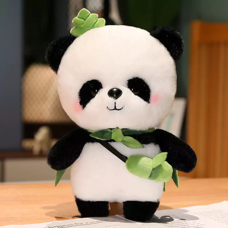 Dookilive Cute Panda Stuffed Animal Doll Matching Bamboo Bag Gift for