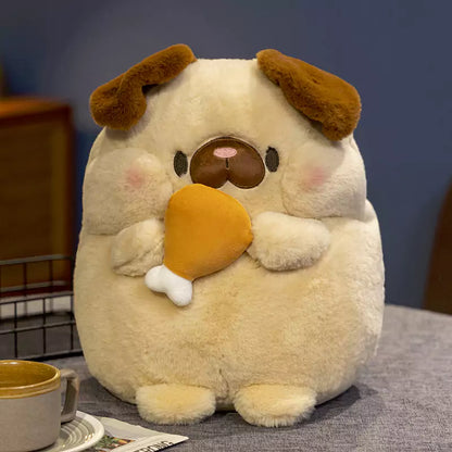 Cartoon Dog plush stuffed animal chubby doll holding food as a birthday gift for girls Dookilive