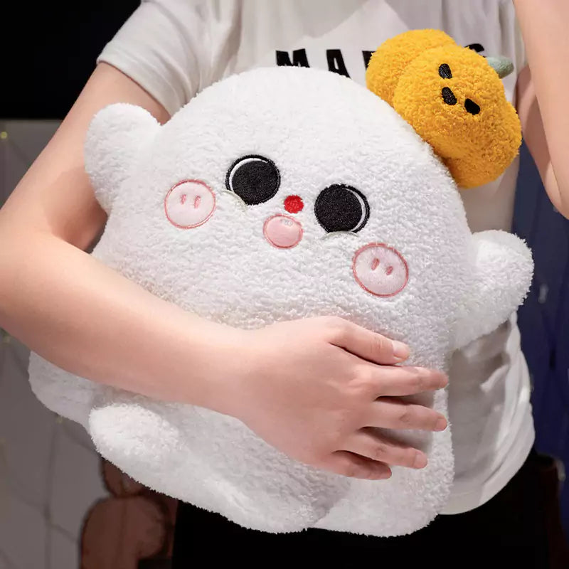 Peluche de calabaza fantasma para Halloween, almohada para el hogar para amigos