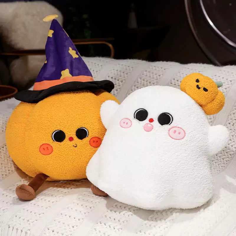 Peluche de calabaza fantasma para Halloween, almohada para el hogar para amigos