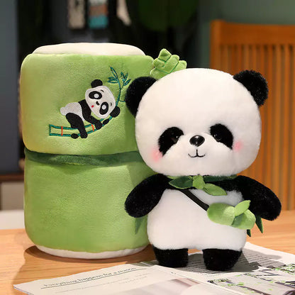 Dookilive Cute Panda Stuffed Animal Doll Matching Bamboo Bag Gift for Children