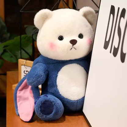 Muñeco de peluche de oso pequeño con abrigo de dibujos animados, regalo para niños