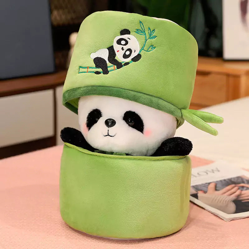 Dookilive Süße Panda-Stofftierpuppe, passende Bambustasche, Geschenk für Kinder