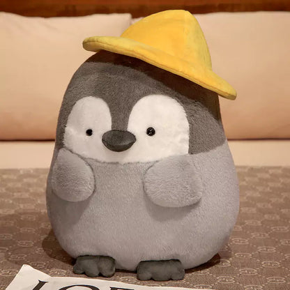 Penguin Stuffed Animal Cute Wearing a Hat Holding Melon Seeds as a Christmas Gift for Kids Dookilive