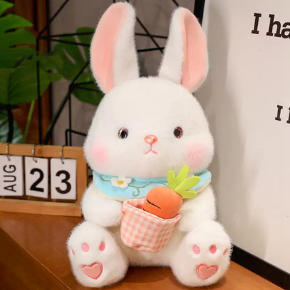 Juguete de peluche de conejo rosa con zanahoria, regalo de cumpleaños para niños
