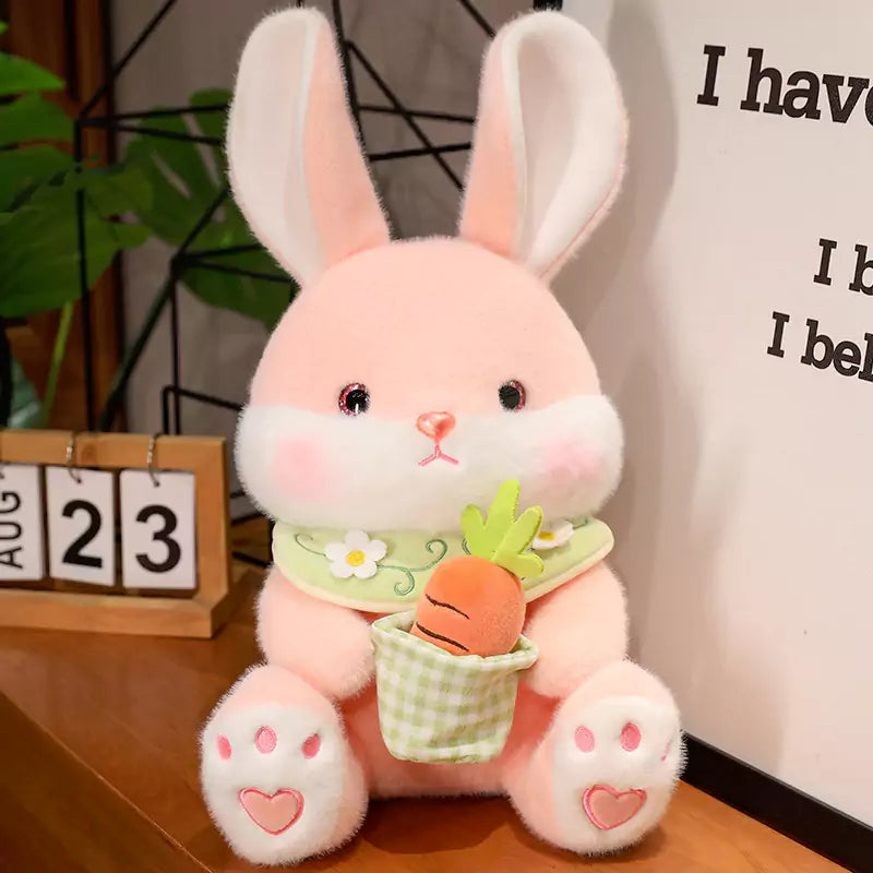 Rosa Kaninchen-Plüschtier mit Karotte, Geburtstagsgeschenk für Kinder