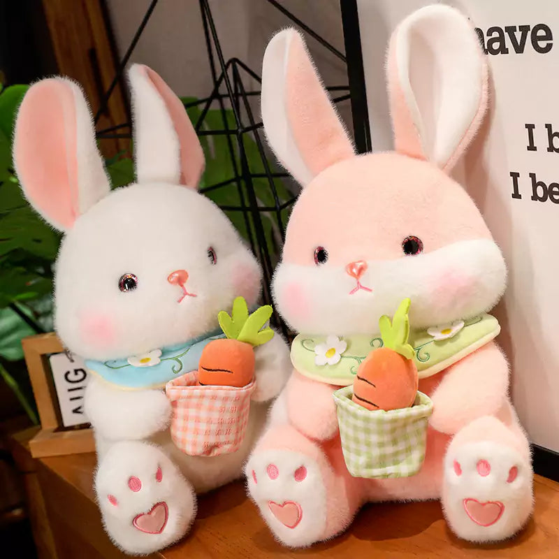 Pink Rabbit Plush Toy Holding Carrot Birthday Gift for Children
