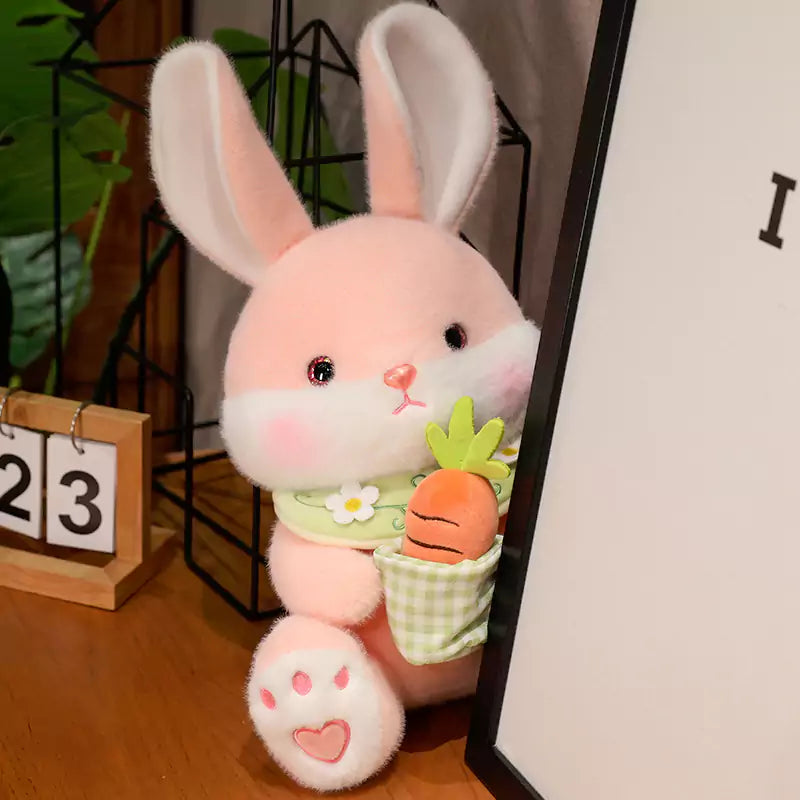 Pink Rabbit Plush Toy Holding Carrot Birthday Gift for Children
