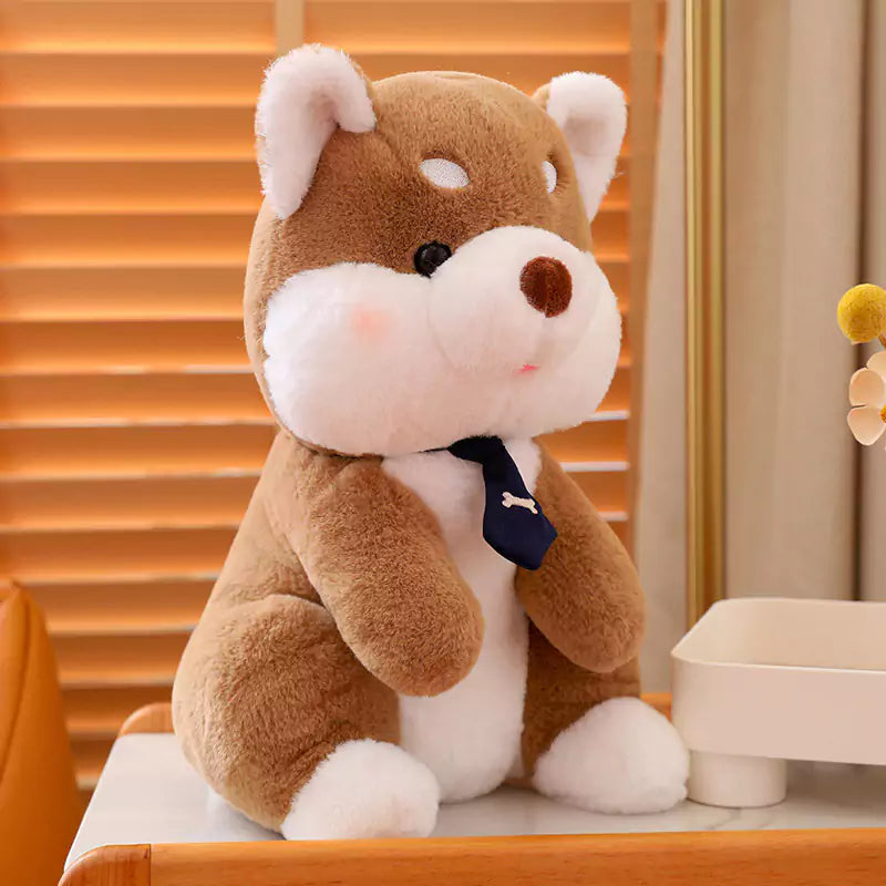 Muñeco de peluche con forma de perro Chaigou con pajarita, regalo de cumpleaños superbonito para niños Dookilive