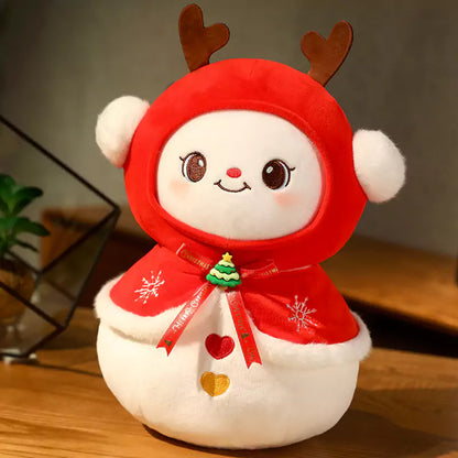 Weihnachts-Weihnachtsmann-Schneemann-Plüschtiere, versteckt in einem Apfel als Geschenk für Freunde