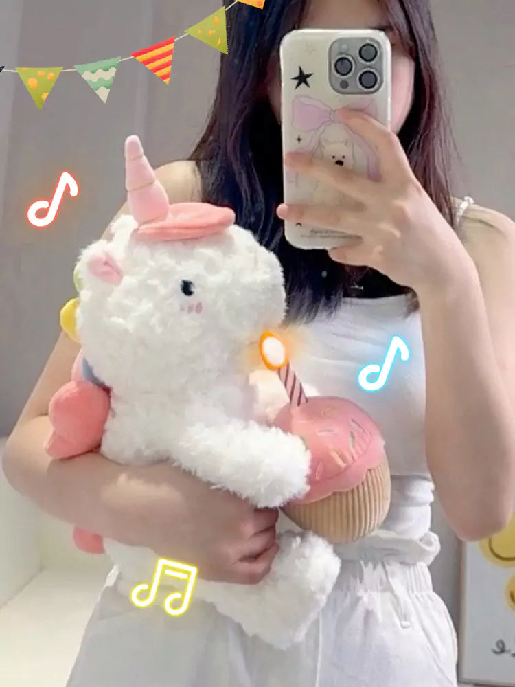 Unicorn Plush Toys Can Blow Out Birthday Cake Gifts for Friends