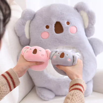 a koala pillow that can hold snacks