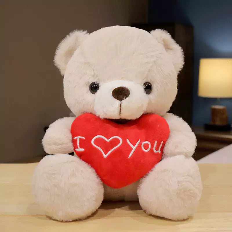 beige bear doll with love