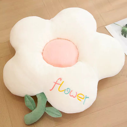 white flower cushion